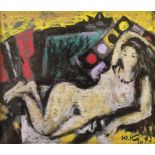 Yuri Kalyuta (Ukrainian) pastel, Nude female reclining, signed and dated 1992, 14cm x 12cm
