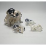 Four Royal Copenhagen animals, dogs and rabbits, tallest 15cm