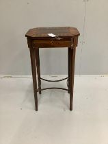 A George IV octagonal parquetry inlaid rosewood work table, width 39cm, depth 31cm, height 74cm