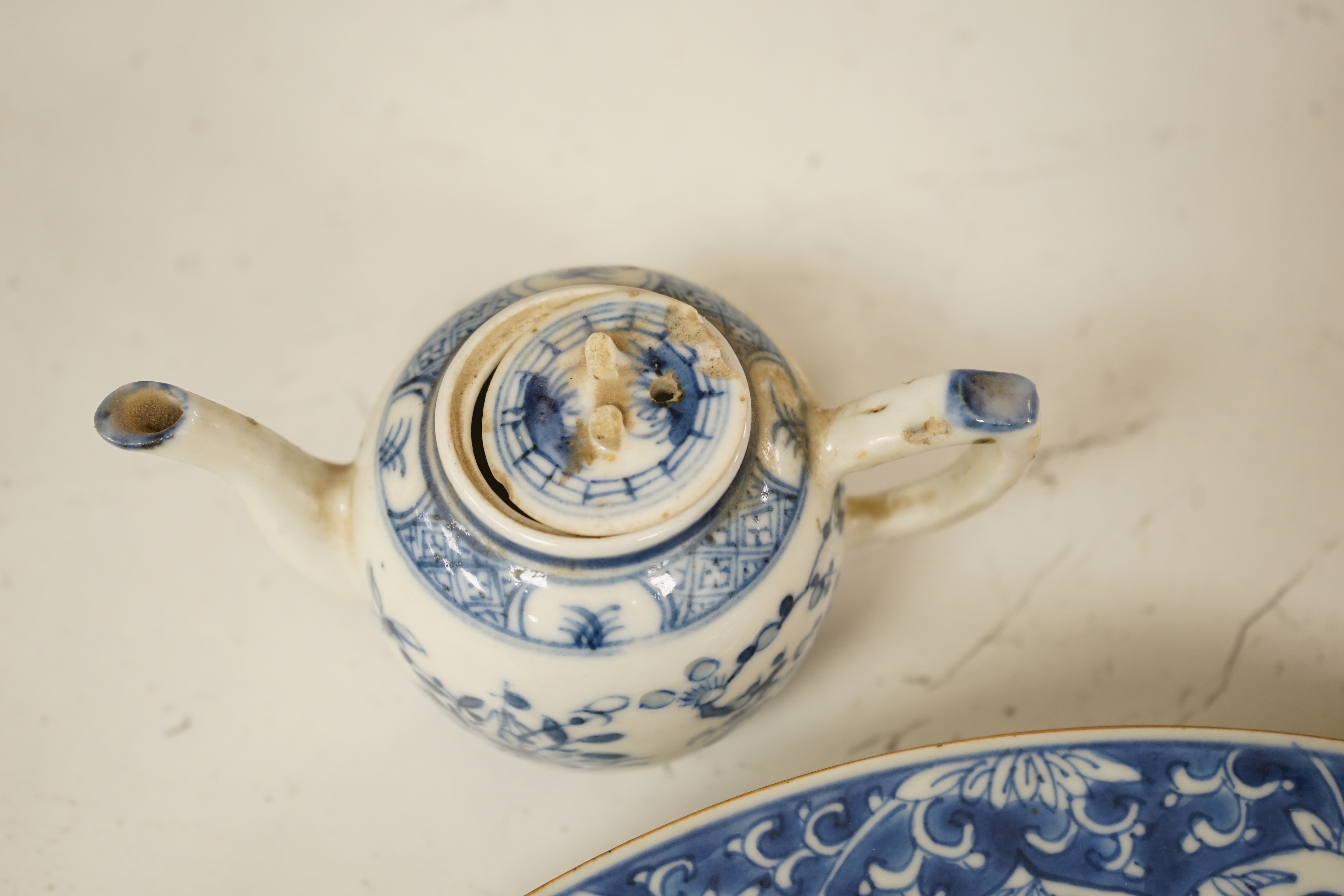 A Worcester teapot, c.1770, two 18th century Chinese porcelain dishes, a cup and saucer, a Chinese - Image 8 of 13