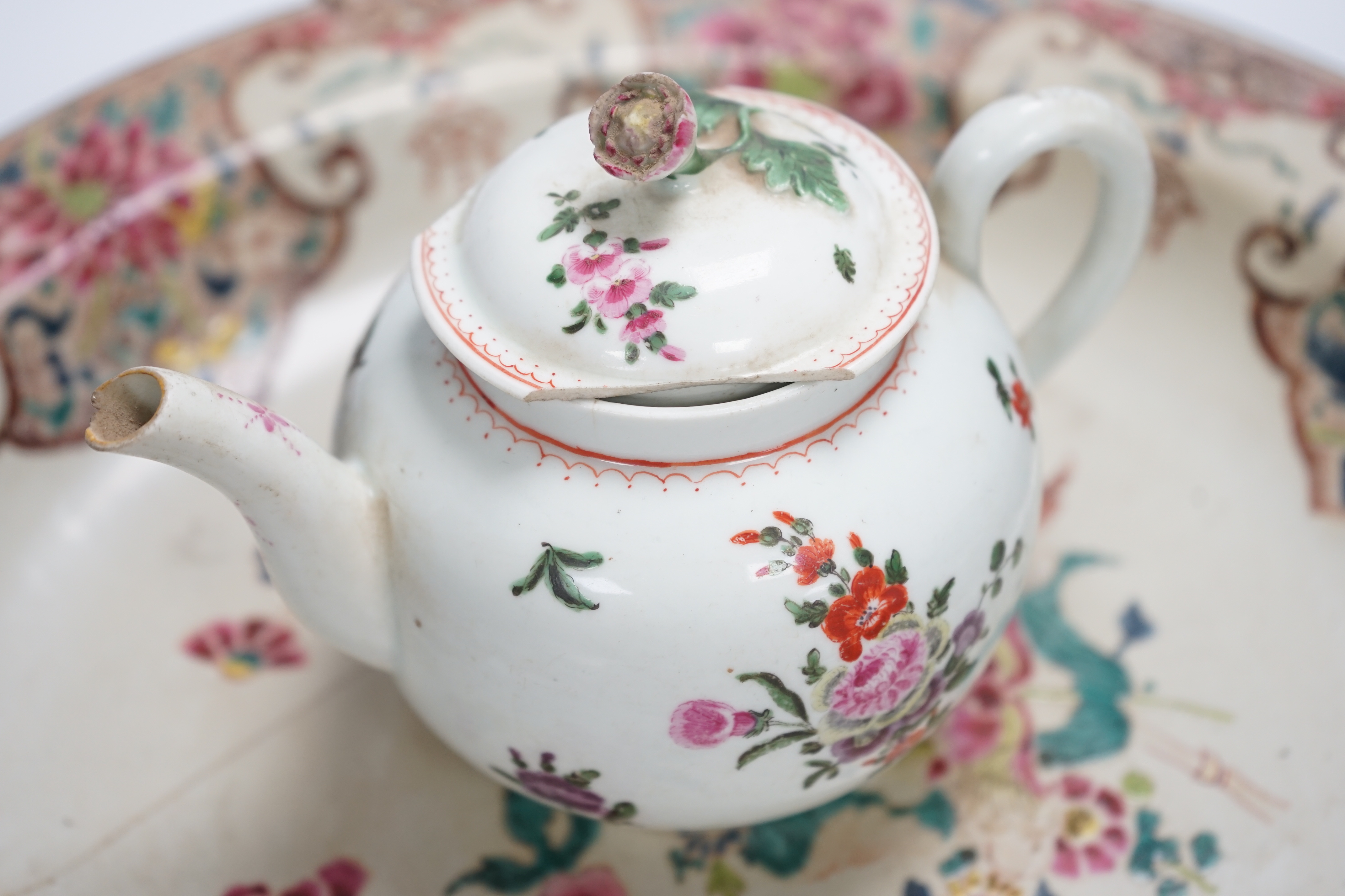 A Worcester teapot, c.1770, two 18th century Chinese porcelain dishes, a cup and saucer, a Chinese - Image 12 of 13
