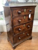 A mid 18th century mahogany miniature four drawer chest width 44cm, depth 26cm, height 67cm