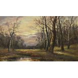 S. William (20th. C) oil on canvas, Woodland glade, plaque to the frame, 61 x 37cm