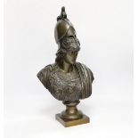 After the Antique, a bronze bust of Minerva, 39cm high