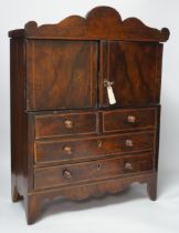 An early Victorian miniature walnut cupboard, 36cm x 50.5cm x 16.5cm