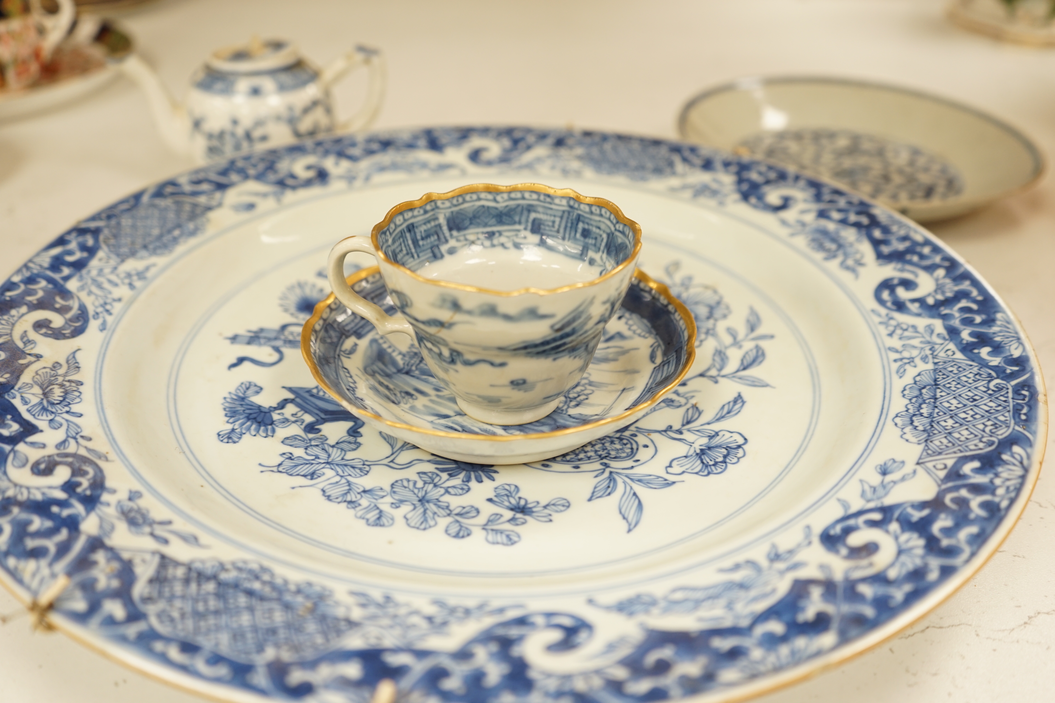 A Worcester teapot, c.1770, two 18th century Chinese porcelain dishes, a cup and saucer, a Chinese - Image 3 of 13