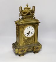 A Louis XVI style ormolu mantel clock, late 19th century, 43cm high