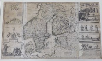 After Herman Moll, engraving, ‘New map of Denmark and Sweden’, circa 1715, 102 x 61cm