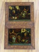 A pair of 19th century framed reverse painted prints on glass, in celebration of the Victory at