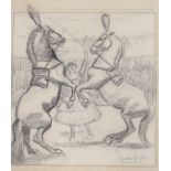 Follower of Dame Laura Knight R.A (1877-1970) charcoal, Circus horses and performers, signed, 36 x