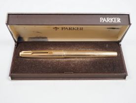 A cased gold plated Parker fountain pen