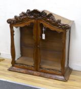 A Dutch style carved walnut cabinet top section, width 88cm, depth 37cm, height 95cm