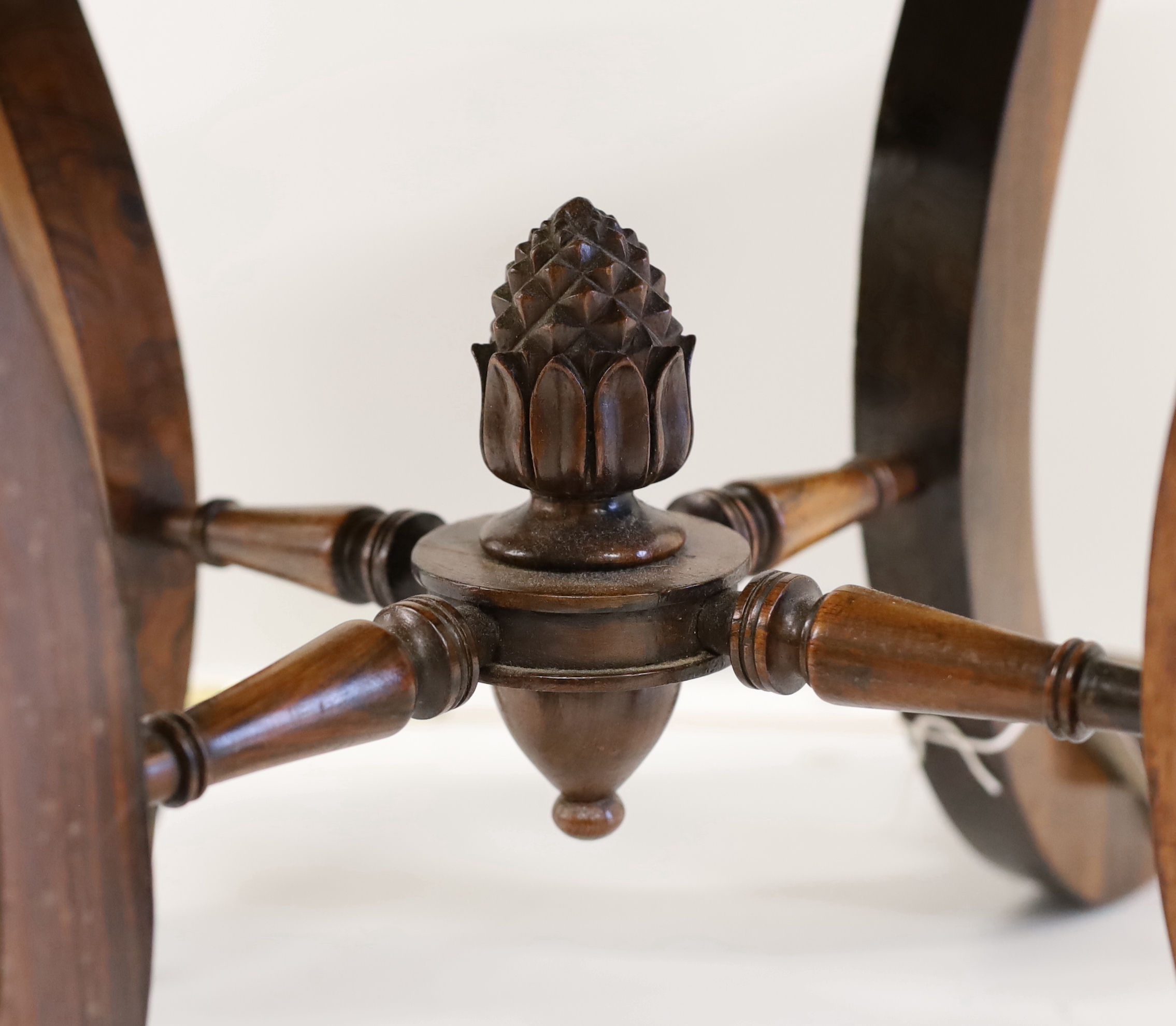 A Victorian rosewood dressing stool on scrolled supports, width 46cm, height 48cm - Image 4 of 4