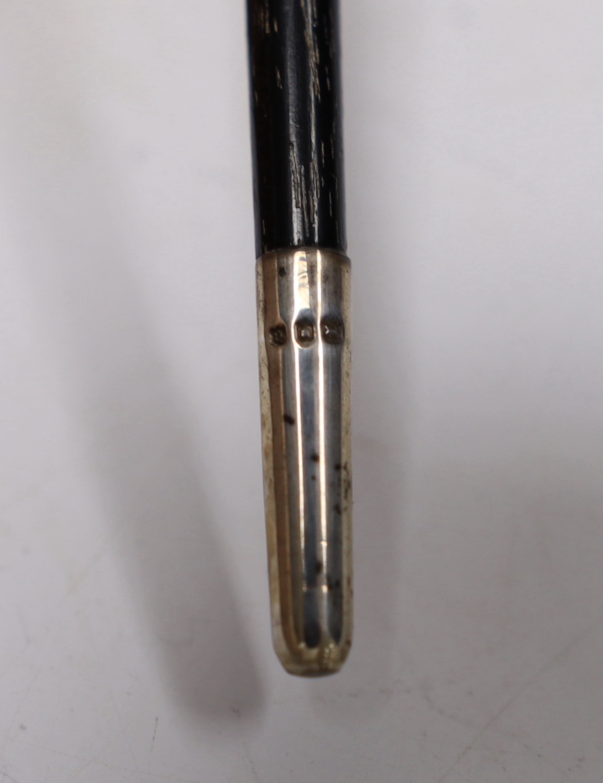 A cased George V silver mounted conductor's baton, two part baton with threaded joint, engraved - Image 4 of 5