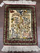 A North West Persian part silk mat, 60cm x 45cm