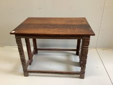 A late 19th century Anglo-Indian rectangular padouk folding table, width 103cm, depth 72cm, height
