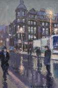 Reg S. Gardner (b.1948) impressionist impasto oil on board, 'Dale Street, Central Manchester',