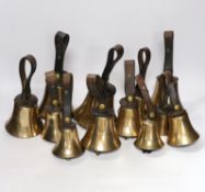 A set of thirty two musical handbells, full chromatic scale, circa 1900, largest 23cm, including