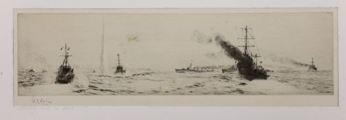 William Lionel Wyllie (1851-1931), drypoint etching, 'Hunting the U-boat', signed in pencil, 8.5 x