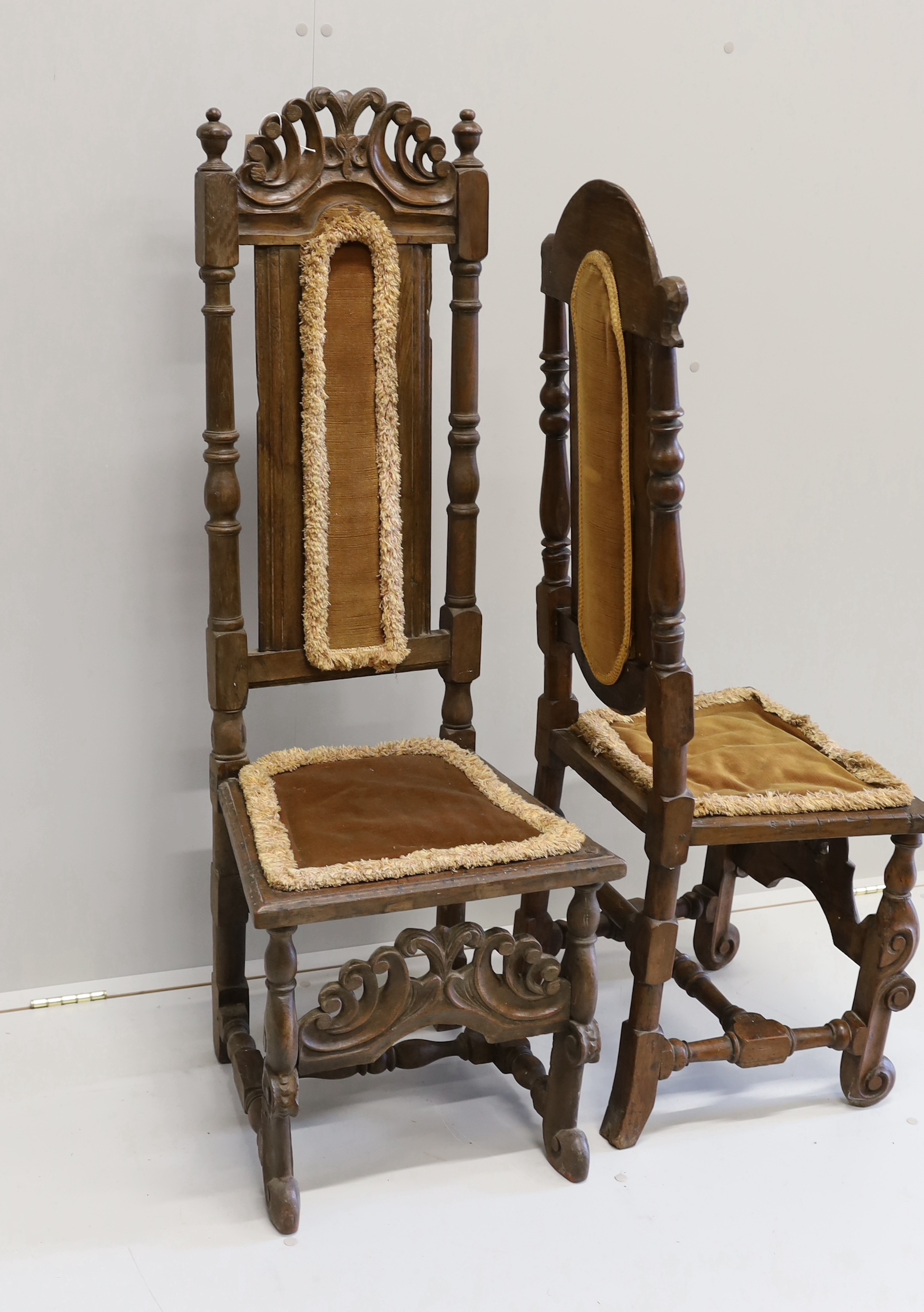 Two 18th century oak high back dining chairs, larger height 128cm - Image 2 of 3