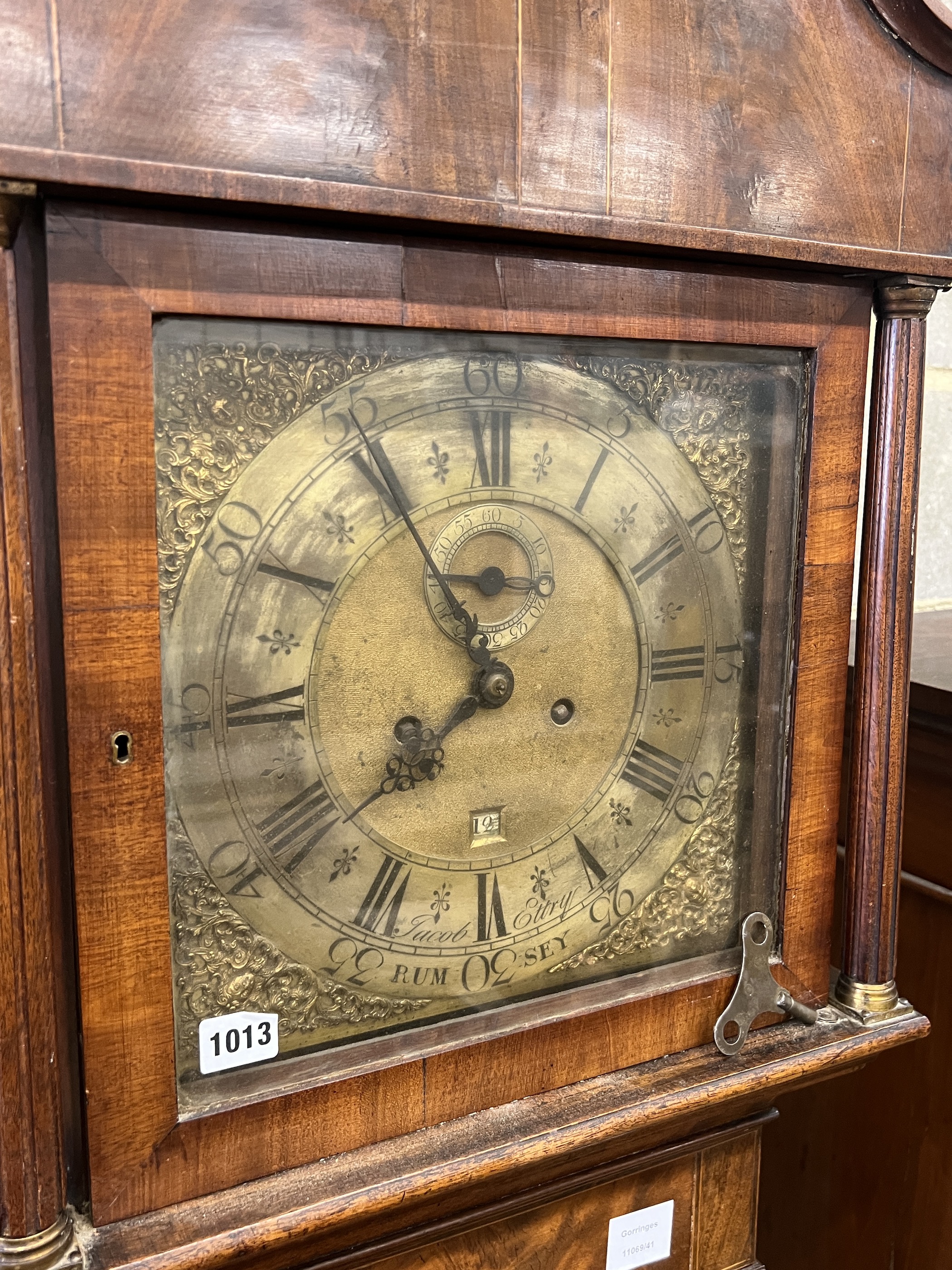 A George III mahogany eight day longcase clock marked Jacob Ettry, Rumsey, height 210cm - Image 2 of 4