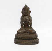 A Chinese bronze figure of Tara, possibly Tibetan, 19cm high