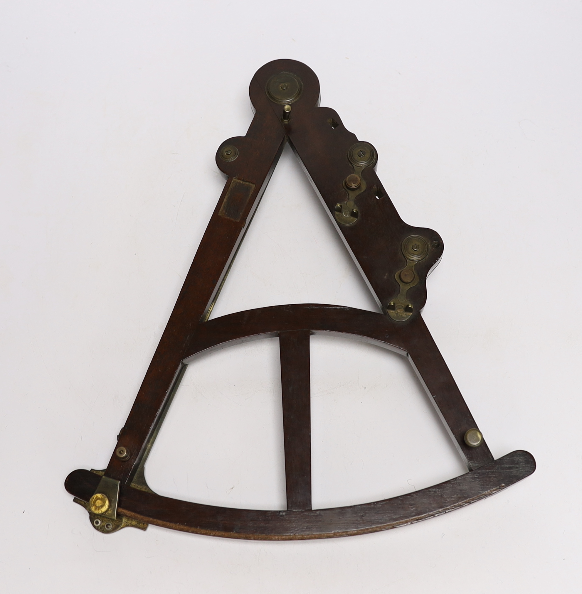 A Georgian mahogany brass mounted octant with ivory inlay, 40cm wide (CITES Submission reference - Image 3 of 3