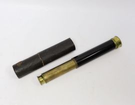 A 19th century P. Carpenter brass kaleidoscope in a card tube, 18cm