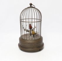 A modern tinplate ‘twin singing bird’ bird cage automaton, 28cm