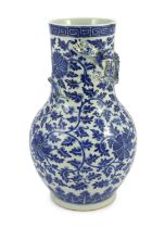 A Chinese blue and white vase, 19th century, 34.5cm high