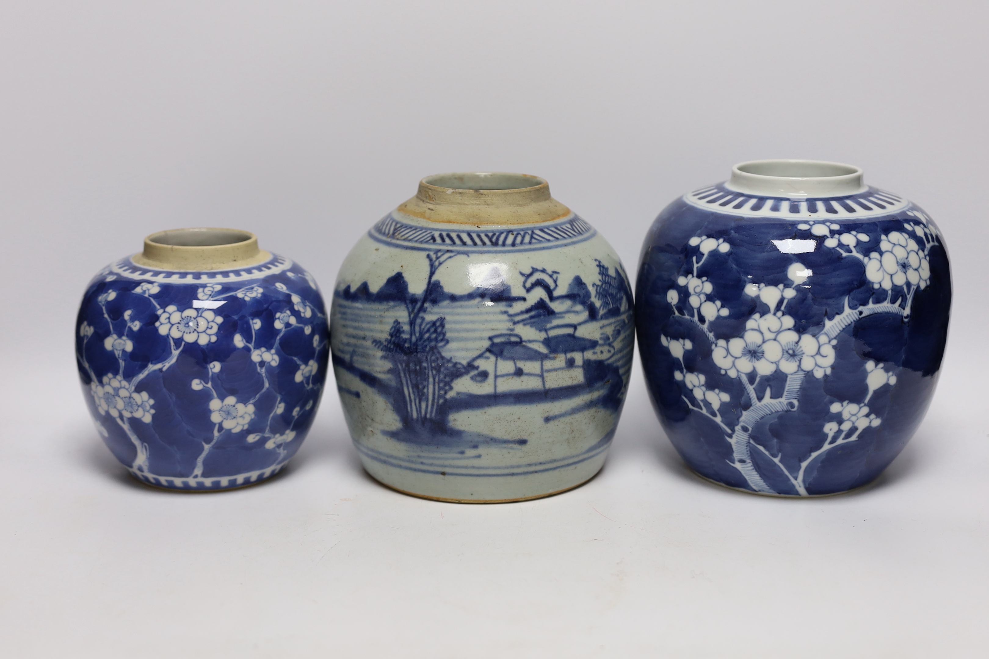 A collection of Chinese blue and white ginger jars including seven prunus flower examples, largest - Image 7 of 10
