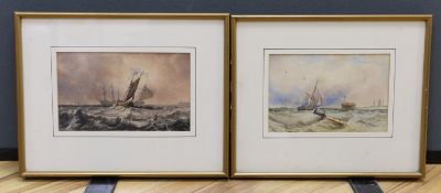 Julia Lowther (19th/20th. C) pair of watercolours, Shipping, one inscribed verso ‘from Hastings’, 23