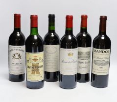 Six bottles of wine - 1998 Chateau Rouget Pomerol, 1999 Reserve De La Comtesse Pauillac, 2009 Bandol