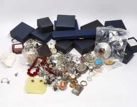 A quantity of assorted mainly costume jewellery, including some silver.