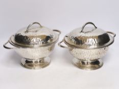 A pair of Hukin & Heath plated tureens and covers, attributed to Christopher Dresser, stamp to the