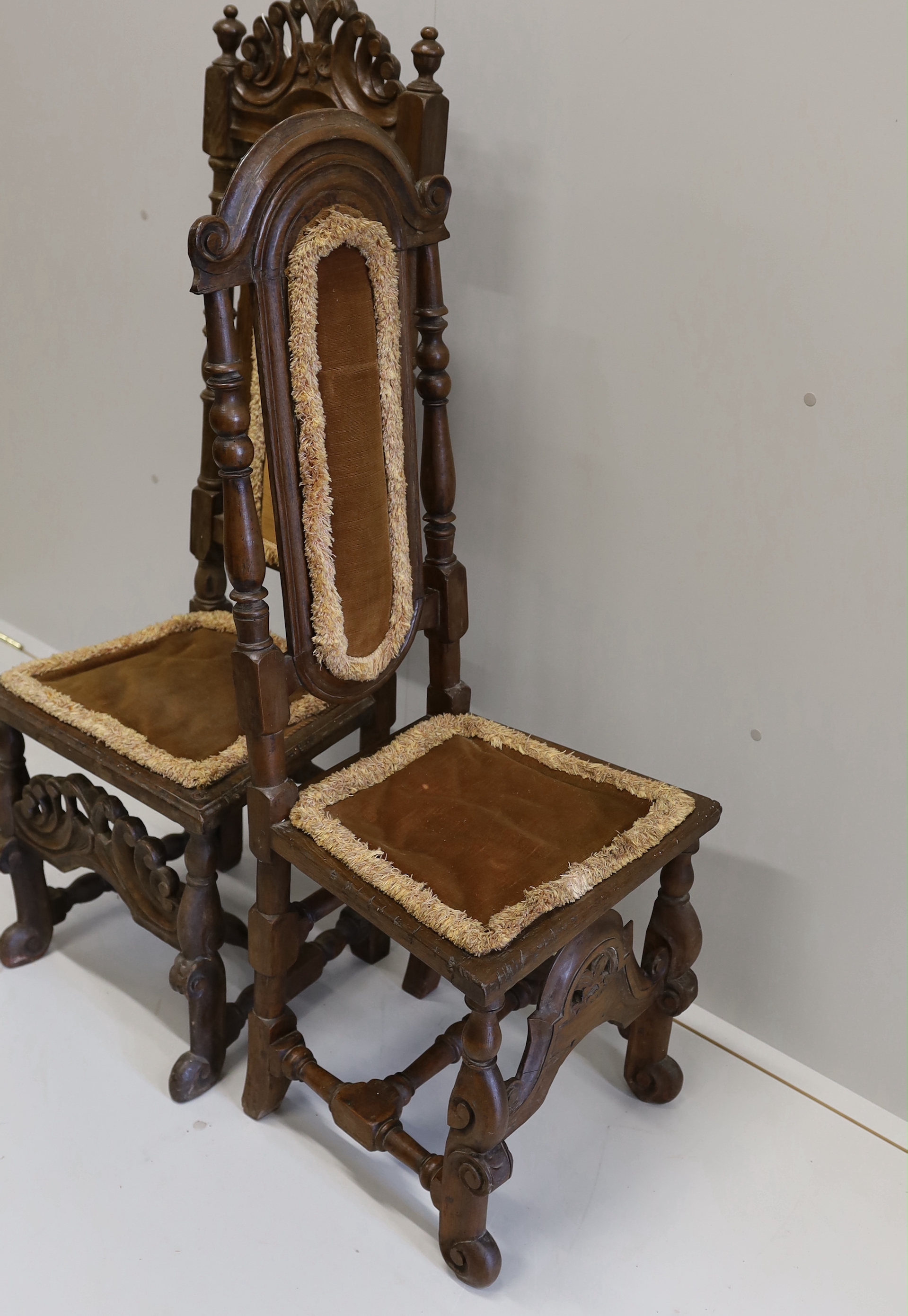 Two 18th century oak high back dining chairs, larger height 128cm - Image 3 of 3