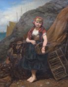 Vivian Crome (1842–c.1926) oil on canvas, 'Fisher girl', signed and dated 1880, 51cm x 41cm