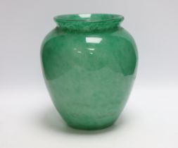 A Monart green glass vase, 26cm