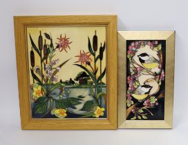 A Moorcroft Rachel Bishop wall plaque of bulrushes, another similar plaque and a signed print by