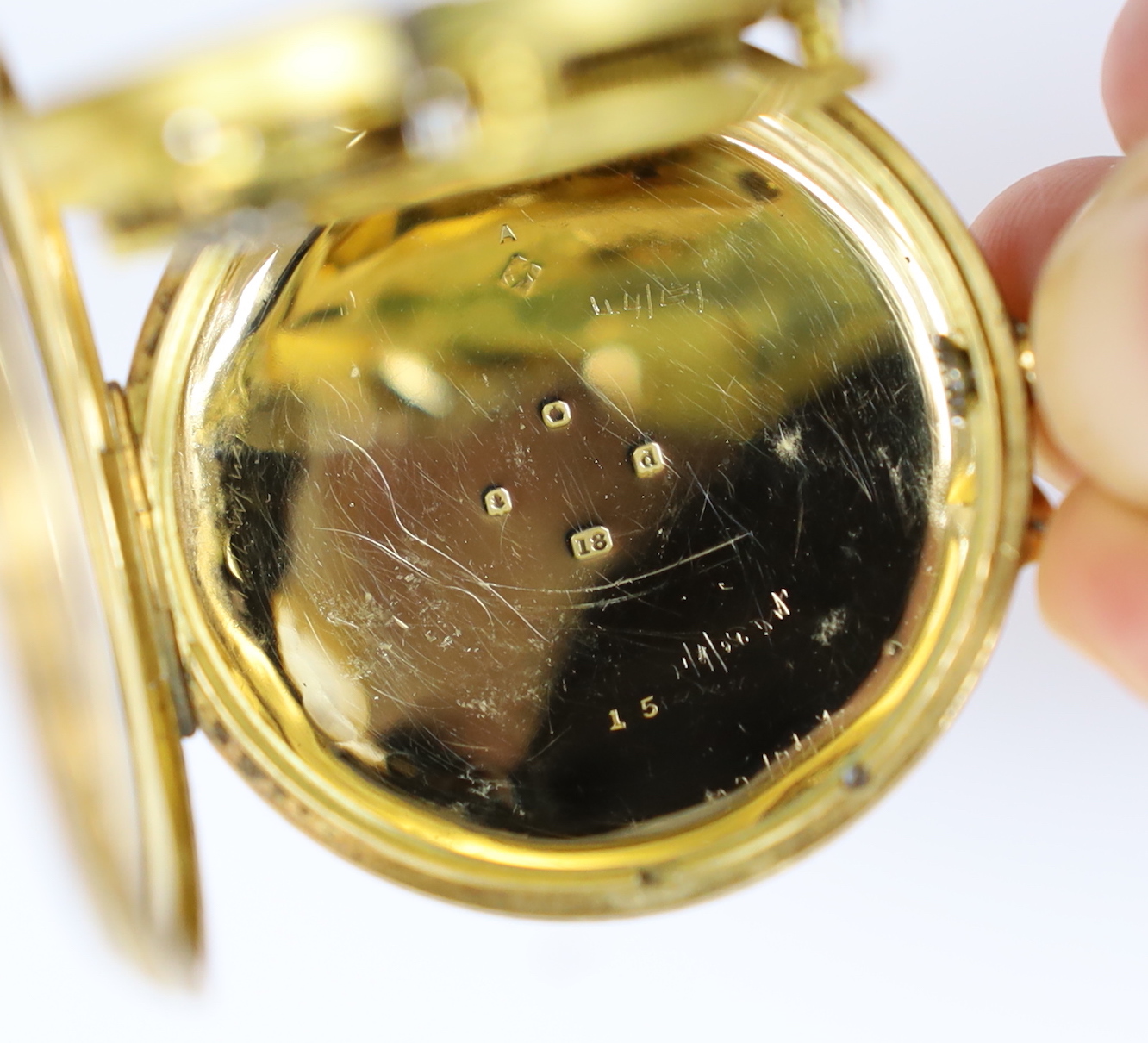 An Edwardian 18ct gold open faced keyless fob watch, by D. Evans of Aberystwyth, case diameter - Image 5 of 5