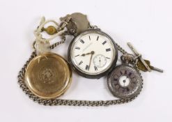A George V silver open face keywind pocket watch by Ellis Branskey of Newcastle, on a graduated