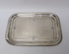 An early 20th century silver dressing table tray, Jones & Crompton, Chester, circa 1910, 30.8cm,