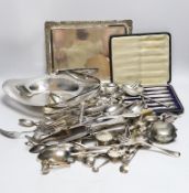 Assorted silver plated and steel flatware and other plated items