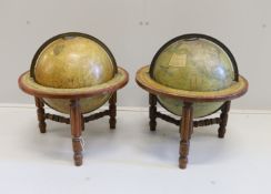 A pair of 19th century 12 inch table top library globes on stands by Malby, Terrestrial globe
