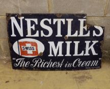 An original enamel advertising sign 'Nestles Milk, The Richest Cream' (a.f.), width 84cm, height