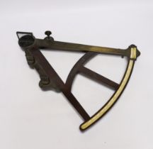 A Georgian mahogany brass mounted octant with ivory inlay, 40cm wide (CITES Submission reference