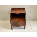 A George III mahogany serpentine front commode, width 56cm, depth 52cm, height 75cm