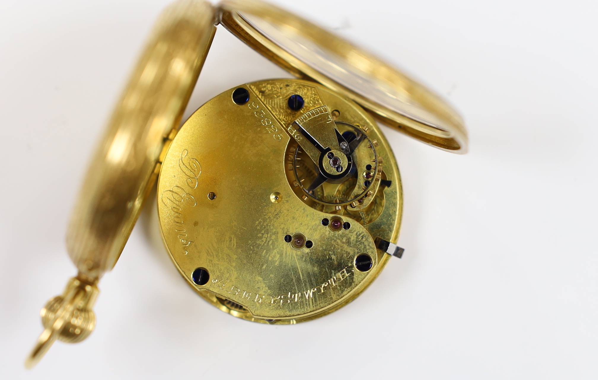 An Edwardian 18ct gold open faced keyless fob watch, by D. Evans of Aberystwyth, case diameter - Image 4 of 5