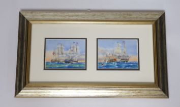 Elliot Hall U.SS. Constitution double enamel plaque by Peter Graves, limited edition 5/10, framed,