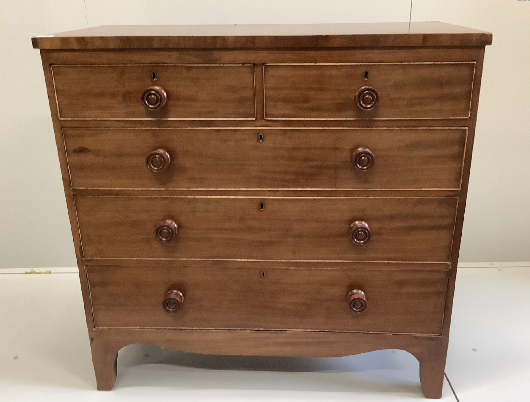 A Regency mahogany five drawer chest, width 104cm, depth 46cm, height 103cm